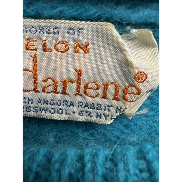 VINTAGE ANGELON BY DARLENE French Angora/Lamb Wool Sweater Blue W's Size 40 USA - Picture 6 of 11